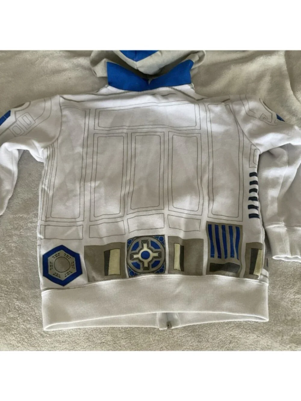 Star Wars R2-D2 Children’s Zip Up Hoodie Sweatshirt White Sz 7-8 Medium Disney